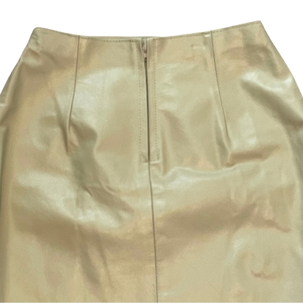 SOLD Vintage Vera Pelle Cuoieria Italian Butter Yellow 100% Leather Mini Skirt - Picture 8 of 12